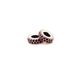 Pandora Sparkling Pink Pave Spacer Charms Sterling Silver S925 ALE Set of 2